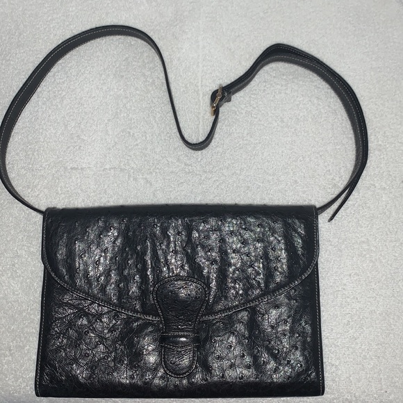 VTG Donna ELISSA Genuine OSTRICH Leather RARE Convertible clutch! - Picture 12 of 13
